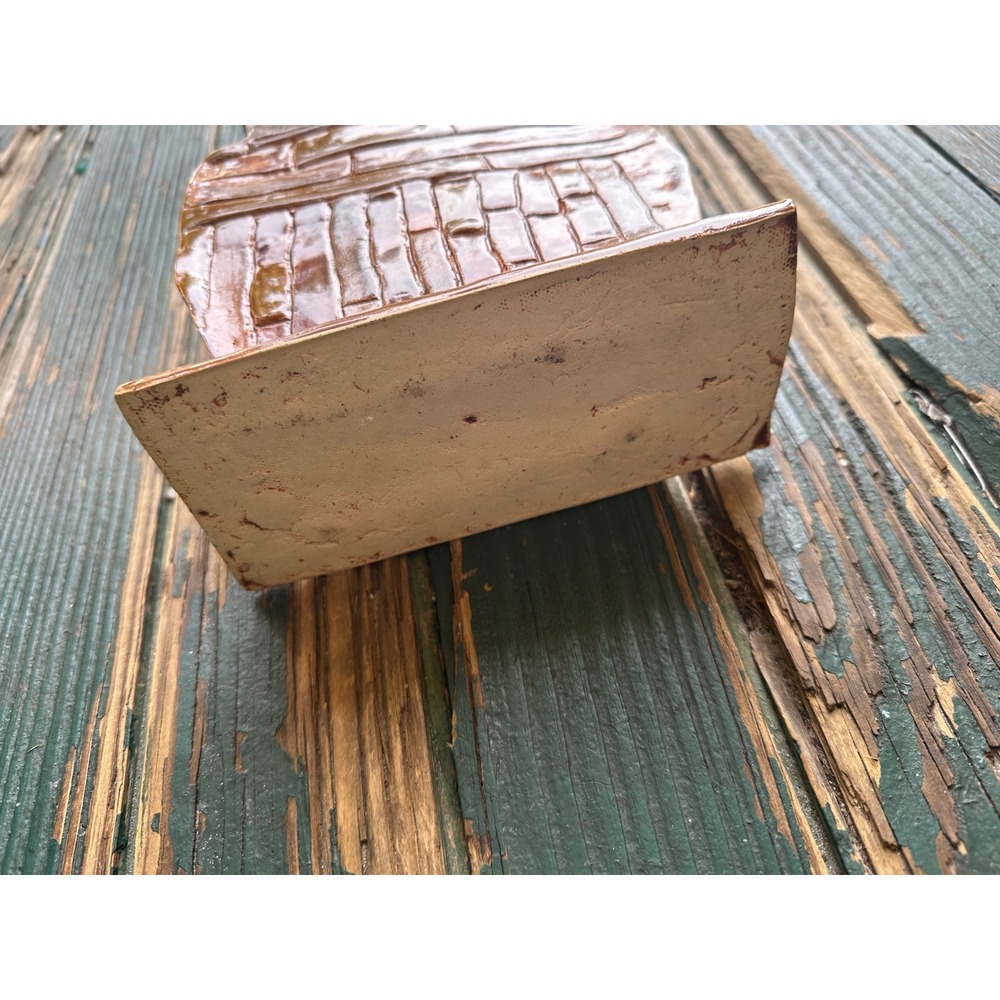 Handmade Studio Pottery Brick Texture Vase Brown Glazed Ceramic Art Decor - Picture 2 of 10